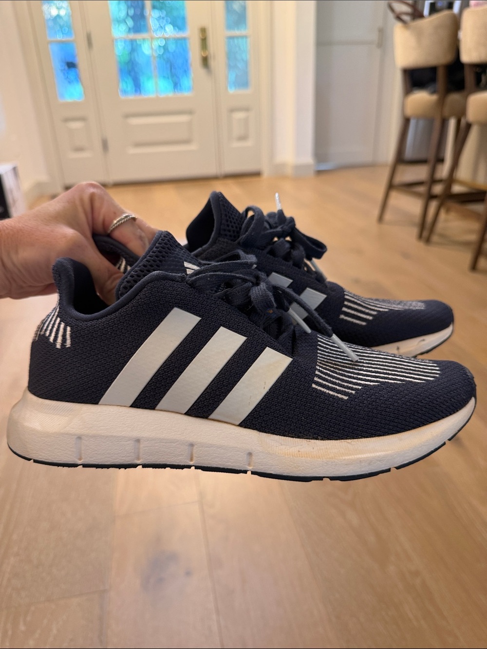 adidas Navy and White Lightweight Running Sneakers 6.5 kids
